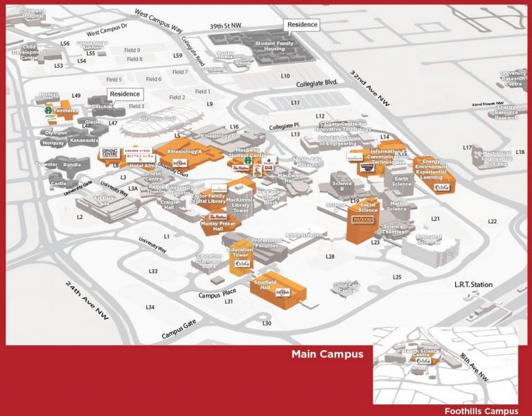 Campus map--Food and coffee location | Cochrane Canada